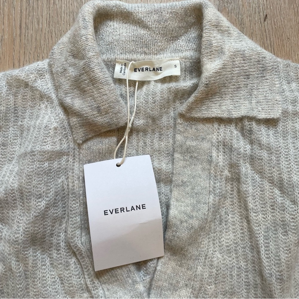 EVERLANE Women's Alpaca Blend V-Neck Polo Sweater Size S - Picture 2 of 5